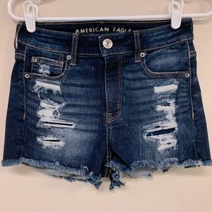 American Eagle Dark Distressed High Waist Shorts 4